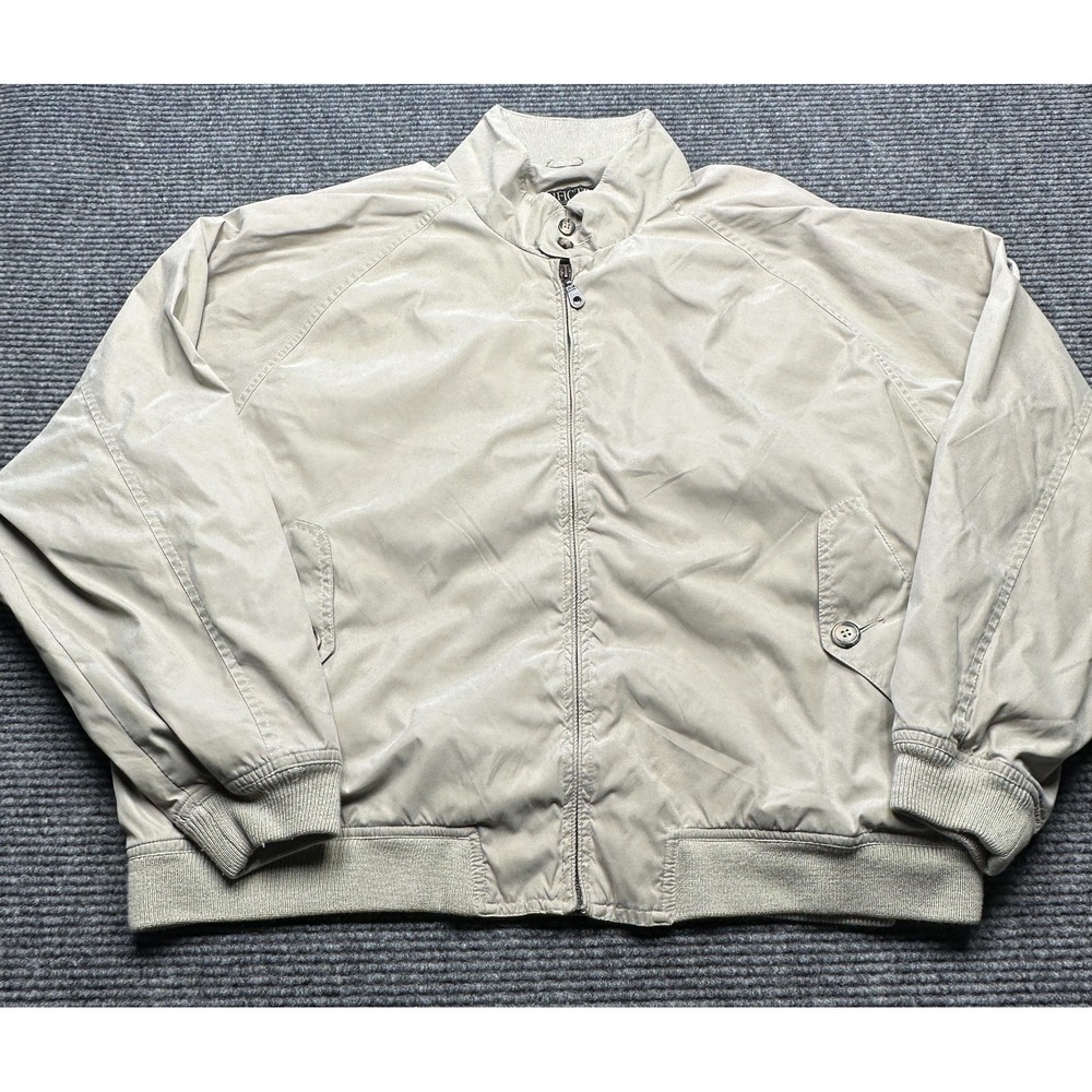 Pacific Trail Jacket Mens Large Khaki Harrington Bomber Zip Front Rib Knit Lined